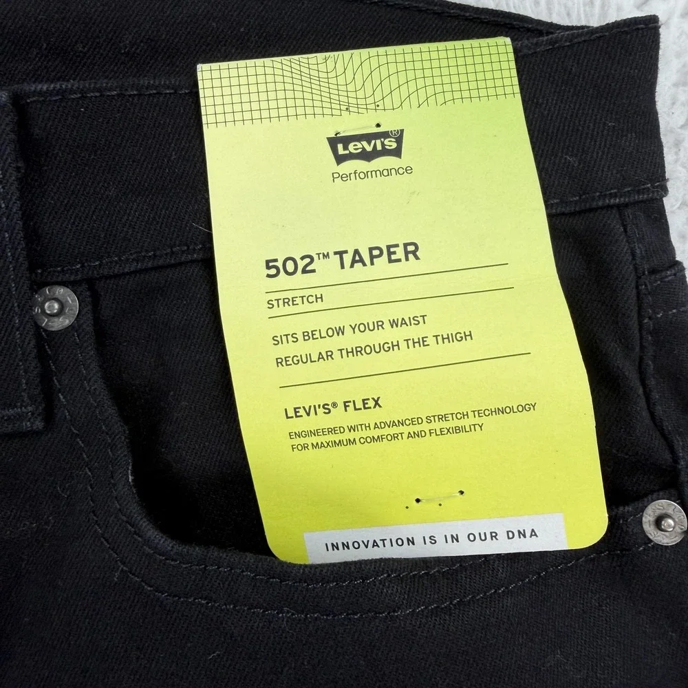 Levis 502 Taper Jeans Mens 31x30 Black Regular Tapered Stretch Denim Pants